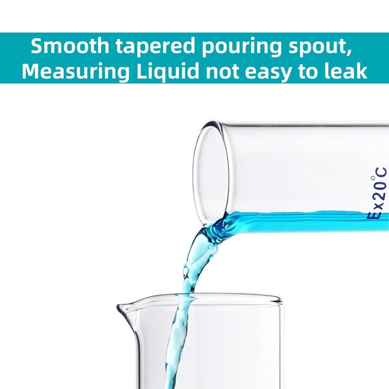 KIGITIK 2Pcs 50ml Graduated Cylinder, Thick Glass Measuring Cylinder, with Anti-Falling Plastic Base and Bumper Guards, for Science Laboratory Measuring Liquid, Bring 2 Brushes and 2 droppers - Image 4